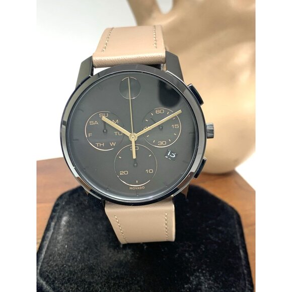 Movado Men's Watch 3600719 Swiss Quartz Chronograph Black Dial Leather Band 42mm - Picture 13 of 14